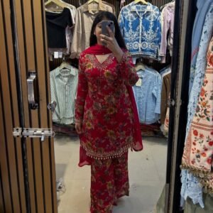 জমকালো লাল দুবাই চেরি থ্রি পিস