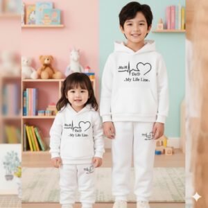 খুবই নরম ও আরামদায়ক কাপড়ের তৈরি, দারুণ স্টাইলিশ বেবি হুডি সেট।