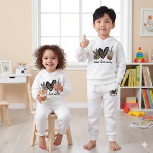 খুবই নরম ও আরামদায়ক কাপড়ের তৈরি, দারুণ স্টাইলিশ বেবি হুডি সেট।